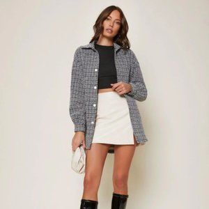 Drop Shoulder Tweed Coat